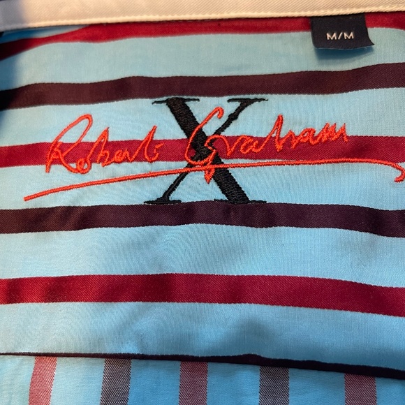 Robert Graham eggplant, red and Blue Casual Button Down Shirt - Picture 2 of 4